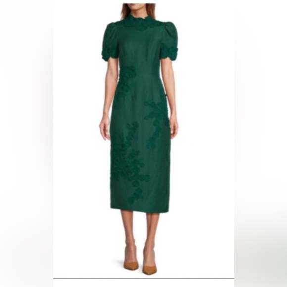 ANTONIO MELANI Dresses & Skirts - ANTONIO MELANI NWT Willow Floral Applique Mock Neck Short Sleeve Midi Dress